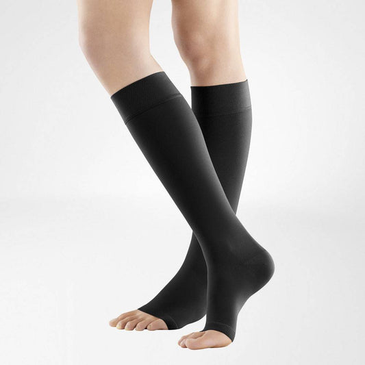 VenoTrain Soft Compression Stockings, Knee High, Class 2, Open Toe, Black