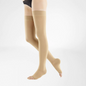 VenoTrain Micro Compression Stockings, Thigh High, Class 1, Open Toe, Caramel